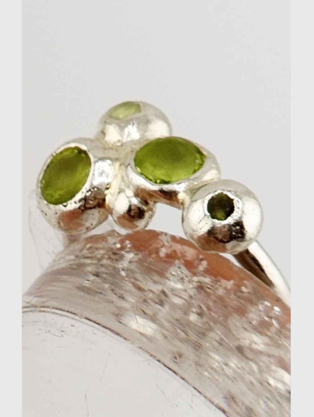 PERIDOT CRYSTAL RING handmade in Sterling Silver metal size 5